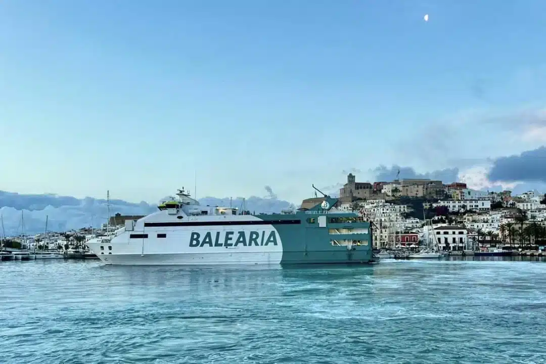 A Baleária Boat Leaving Ibiza Port.