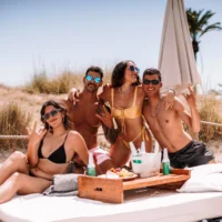 The beach at Hard Rock Hotel: open to everyone for a great day on the beach in Ibiza
