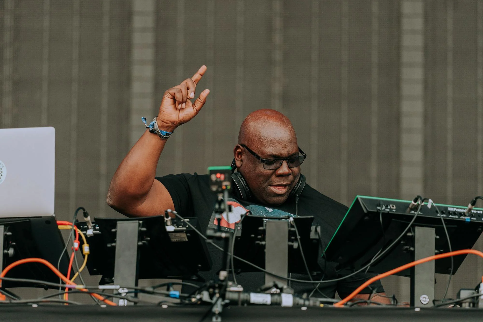 Carl Cox DJing at an event.