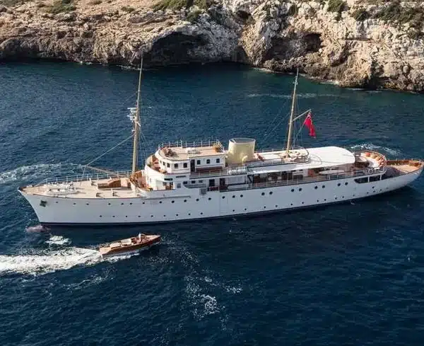 Discover the British war yacht turned party palace docked in Ibiza’s port