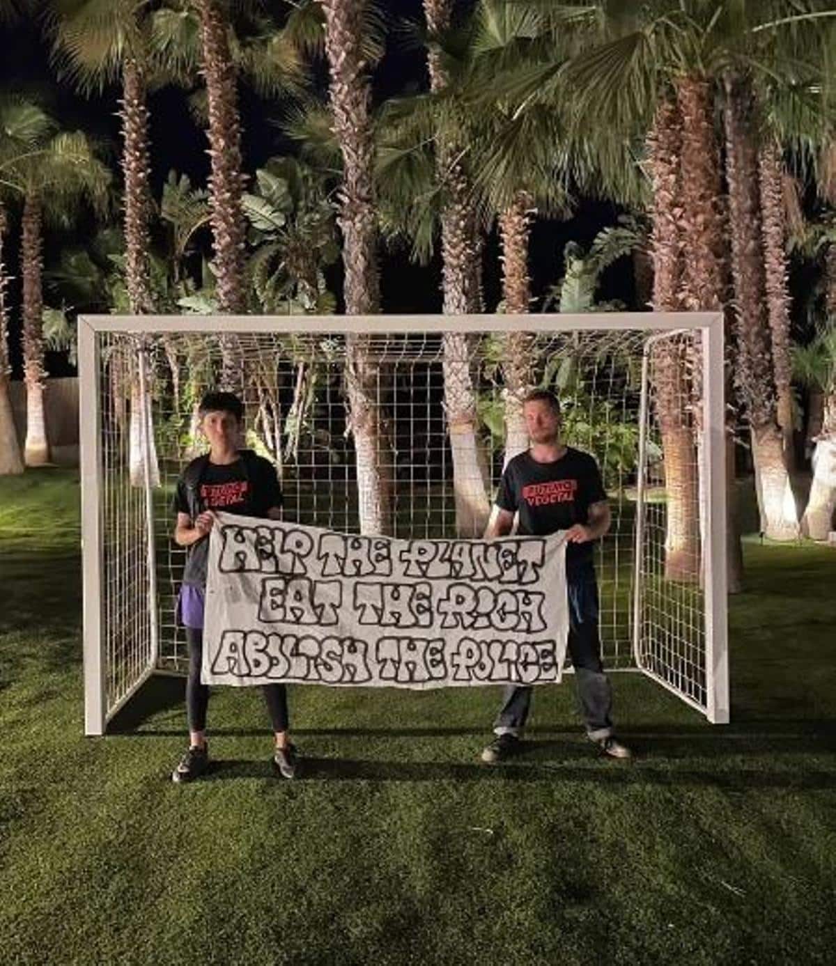 Activists inside Leo Messi's villa in Ibiza