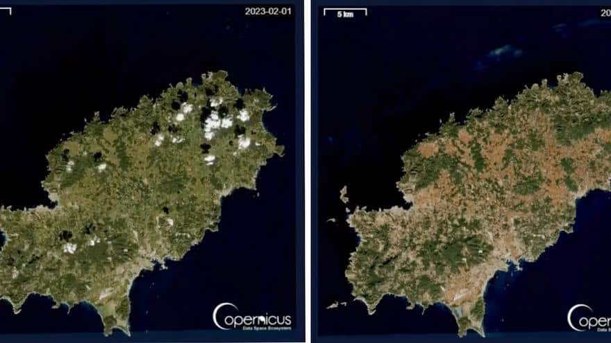 The drought in Ibiza, from a satellite view