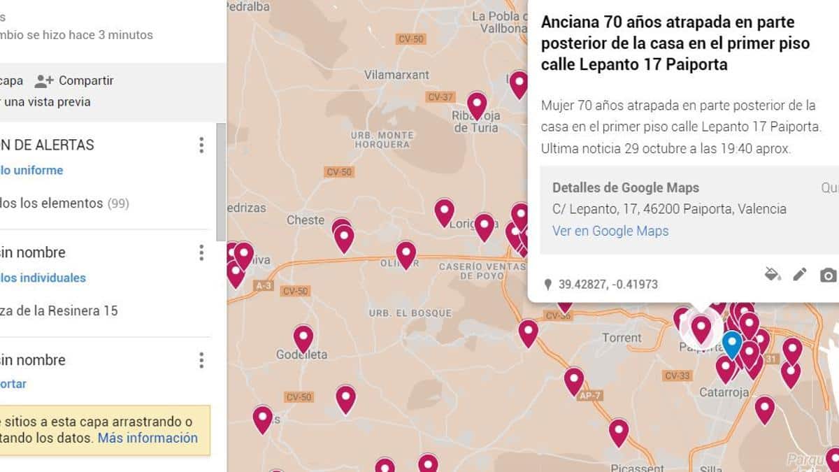 An Ibizan saves lives in Valencia creating an interactive map from the island to help those affected by the DANA