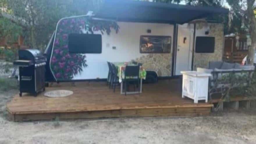 A caravan on a campsite in Ibiza is being sold as a home for 90,000 euros