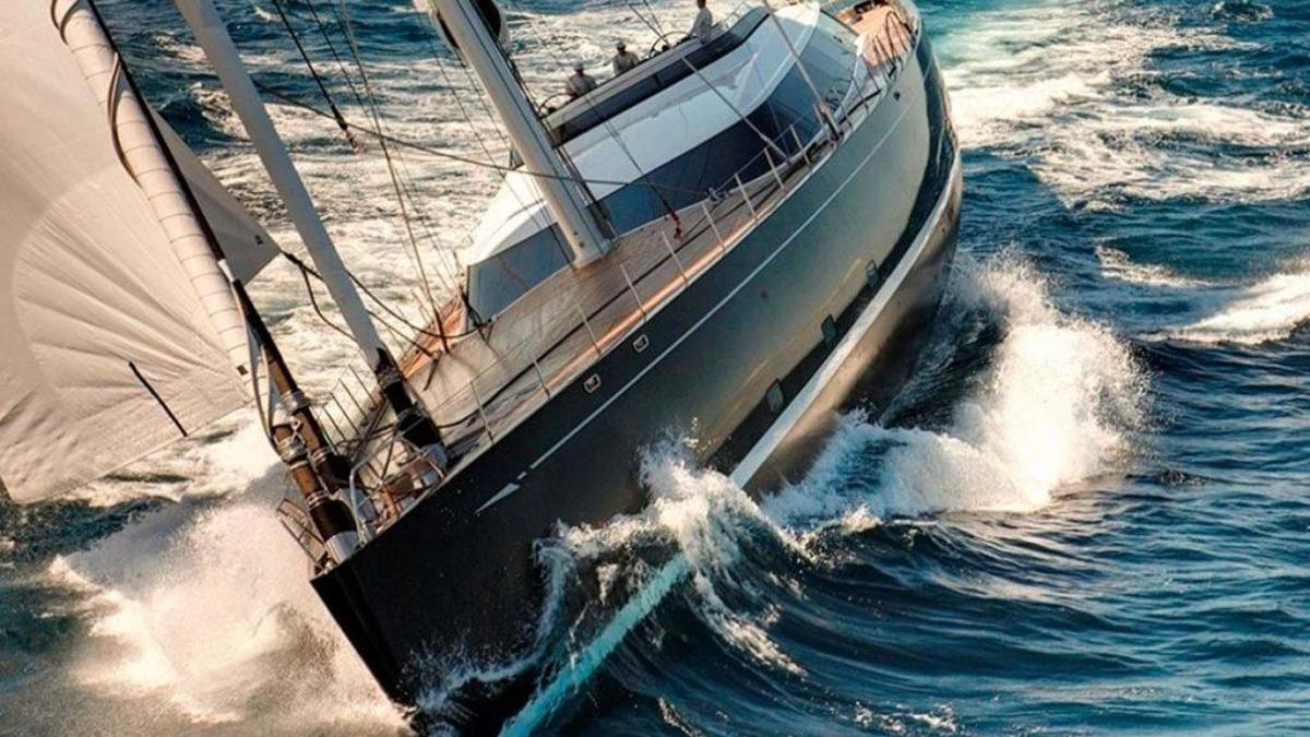 Kokomo, the yacht with the world’s largest asymmetrical sail and connected to the Beach Boys song, sails around Ibiza