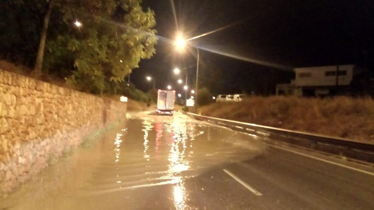 Ibiza airport road cut off due to floods