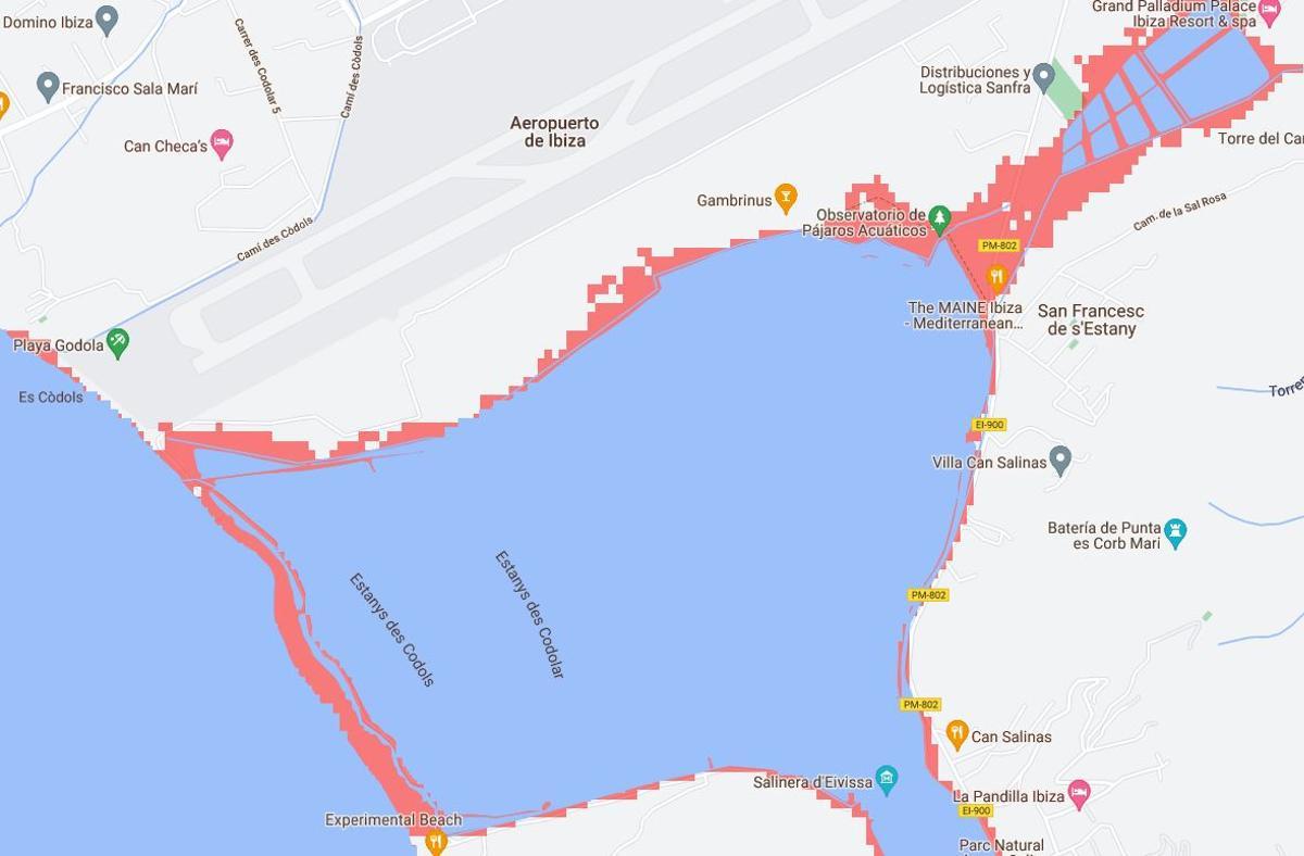 Sant Jordi area, flooded in 2100