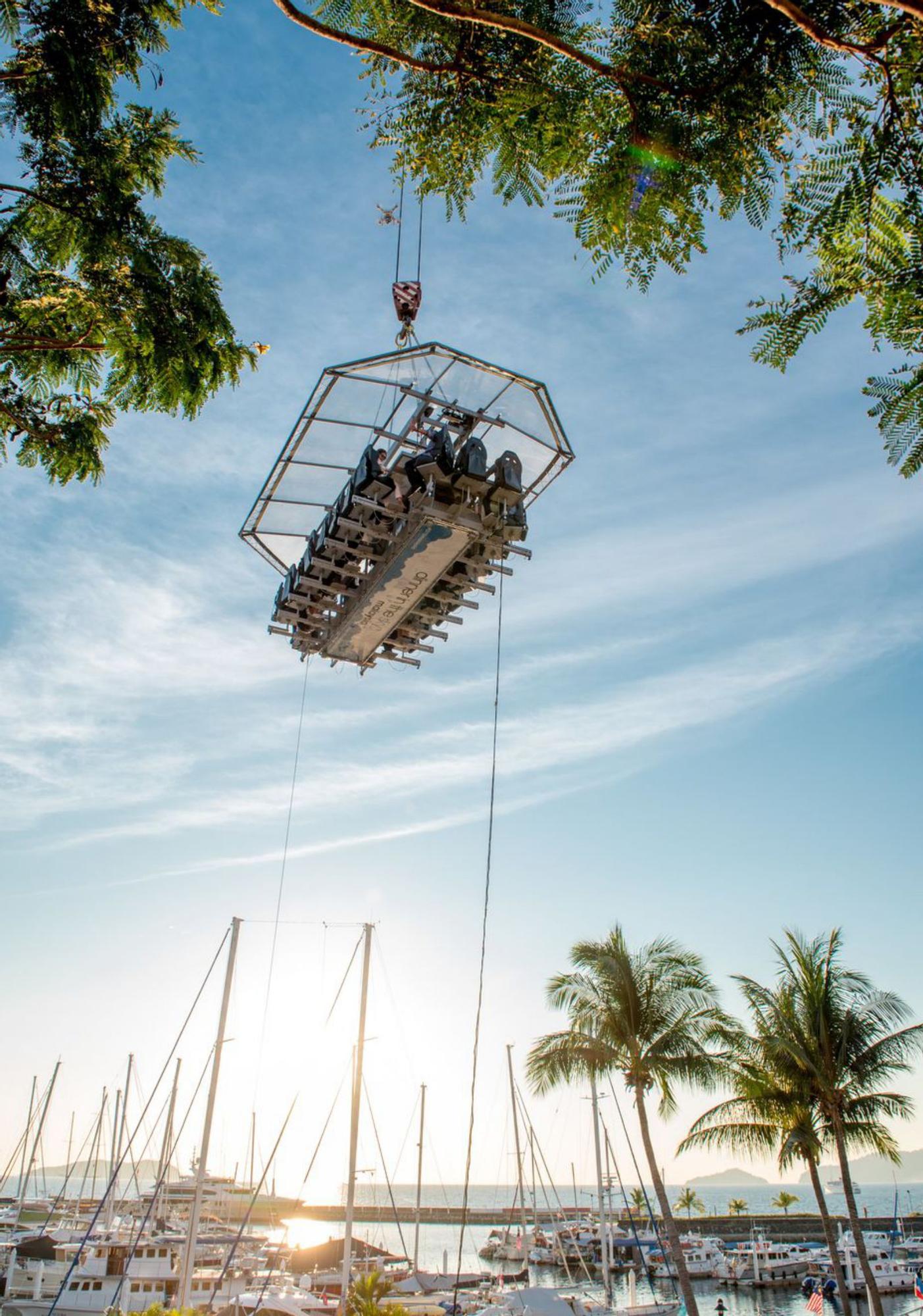 La plataforma de Ibiza in the Sky está suspendida a cincuenta metros del suelo.