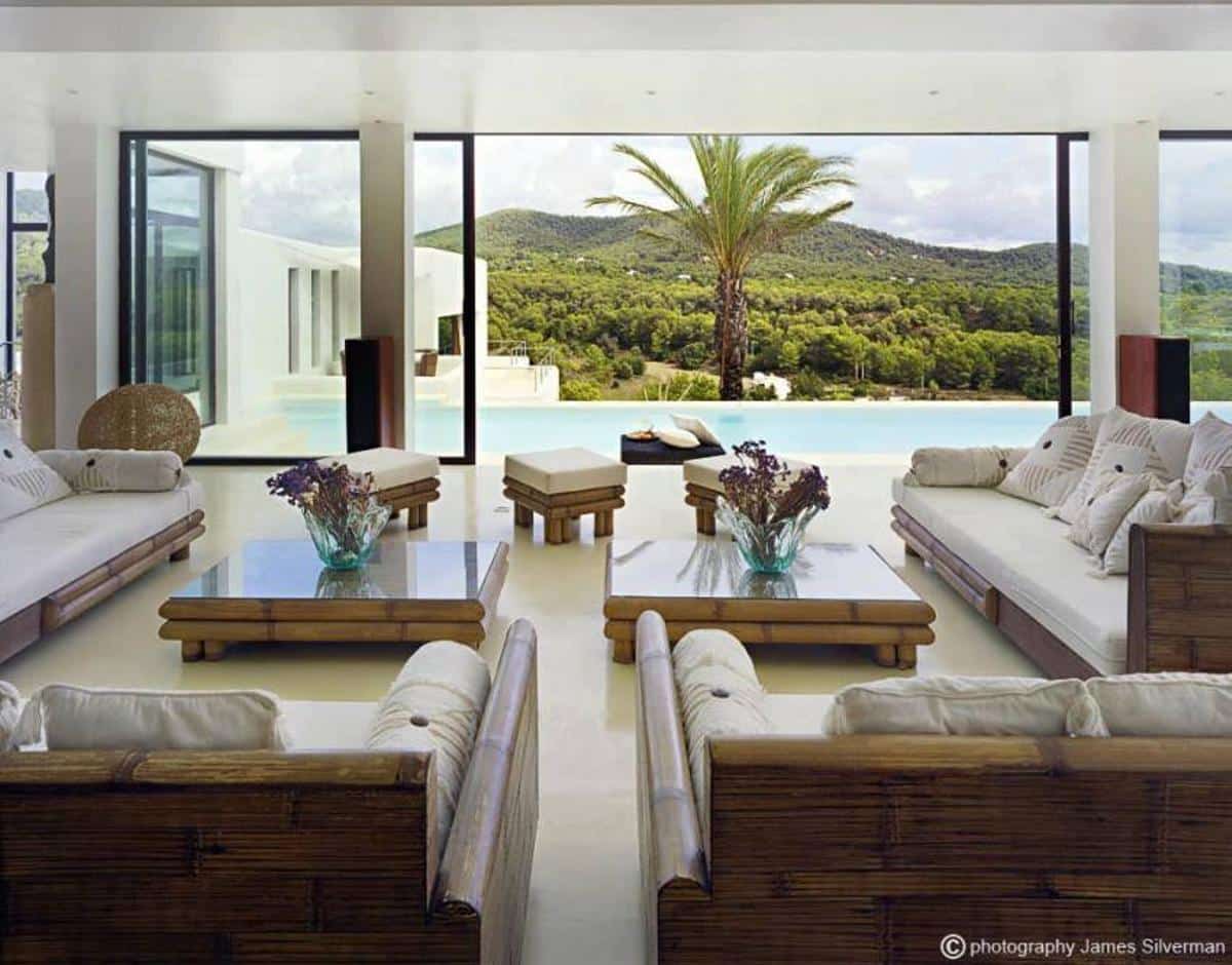 The living room of the house has direct access to the pool