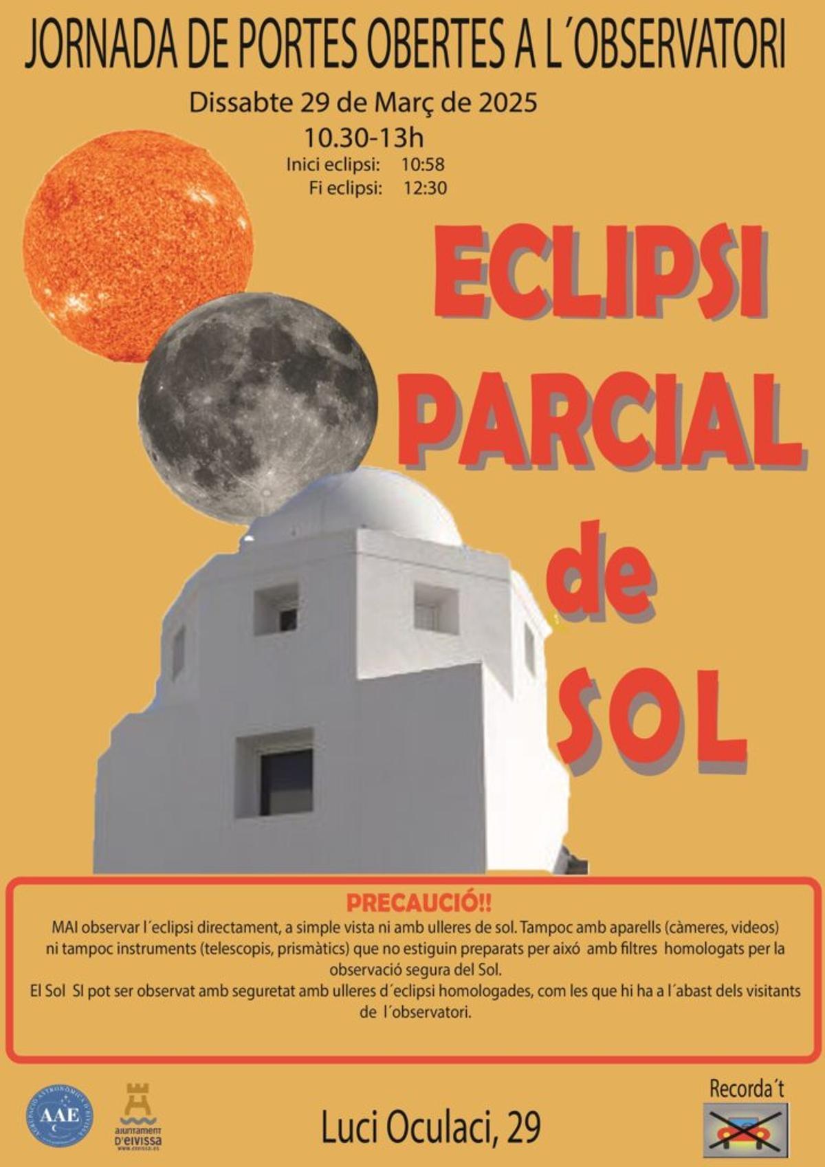 Cartel de la jornada de puertas abiertas en el Observatorio de Puig des Molins